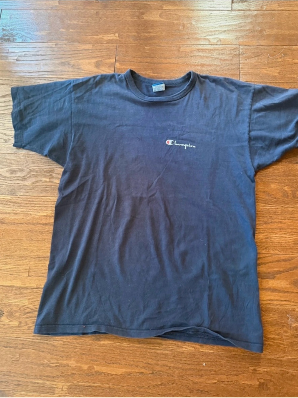 Champion Navy Short Sleeve Tee with Script Logo
